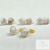 Natural Dendrite Opal Earring, Gemstone Stud Earring, Handmade Earring, Stud Earring, Oval Dendrite Opal Earring, Wedding Earring, Gifts